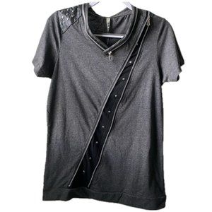 True Rock Zipper Stud Accents Slim T - NWT